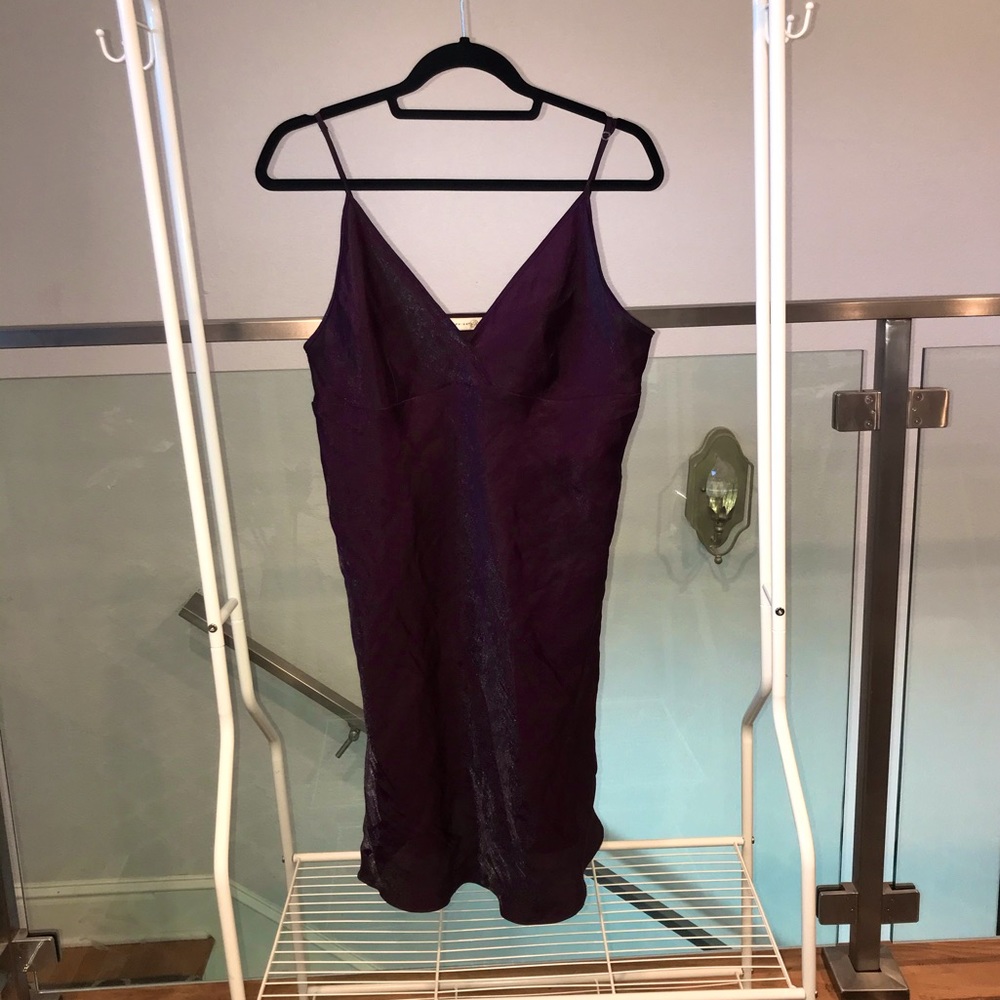 y2k vintage metallic purple slip dress